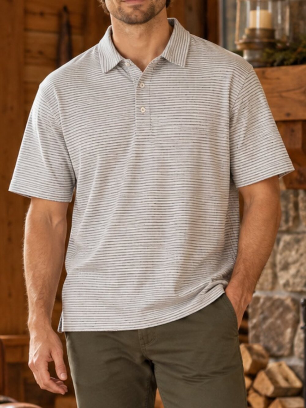 Vince Stripe Polo Top Mens Size XL Cotton Blend